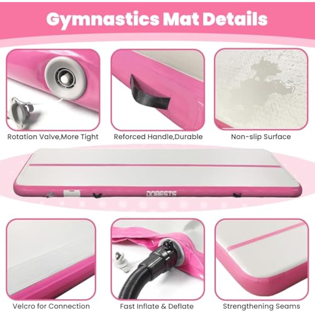 Inflatable Gymnastics Mat Tumbling Mat 6.6 ft 10 ft 13ft 16ft 20ft 4in/8in Thick Tumble Track Air Mat for Gymnastics For Home Kids Tumble Training Gymnastics/Yoga/Water/Dance