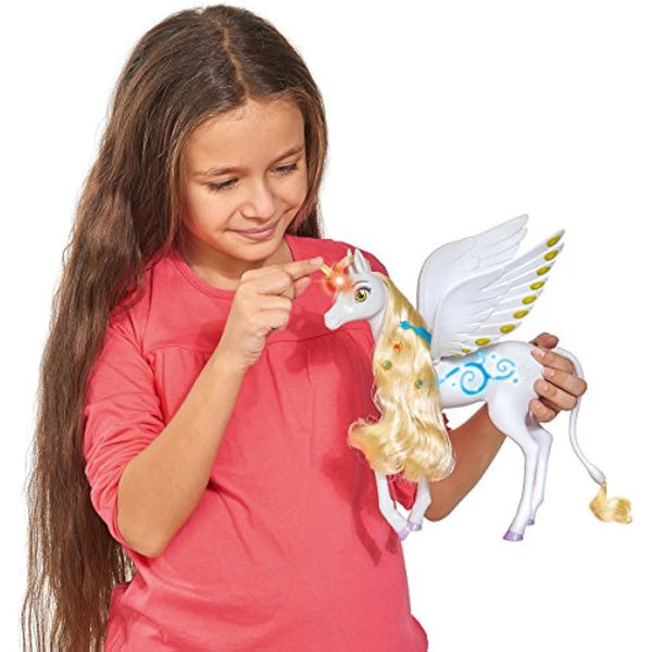 Simba 109480095 Mia and Me Magic Unicorn Onchao with Light and Sound/Moving Wings/Plays Title Song, 25 cm