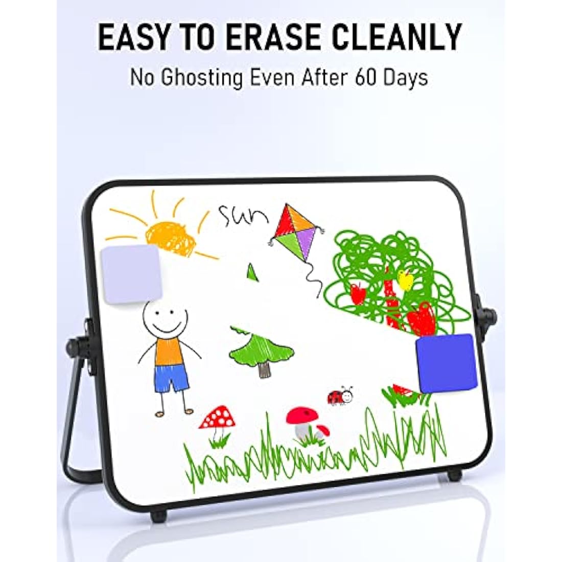 Nicpro Dry Erase Small Whiteboard A4 with Non-Slip Stand, 21 x 30 cm Double Sided Magnetic Desktop White Board with 8 Pens, Eraser, Magnet, Portable Writing Easel for Kid Drawing Student Classroom Use