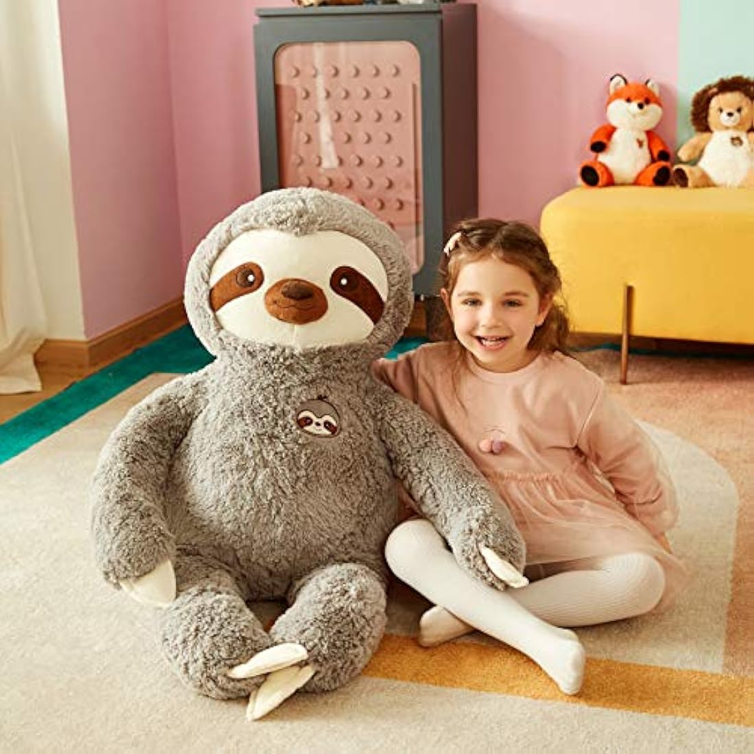 IKASA Large Sloth Stuffed Animal Soft Bradypode Toys for Children (Grey, 78cm)