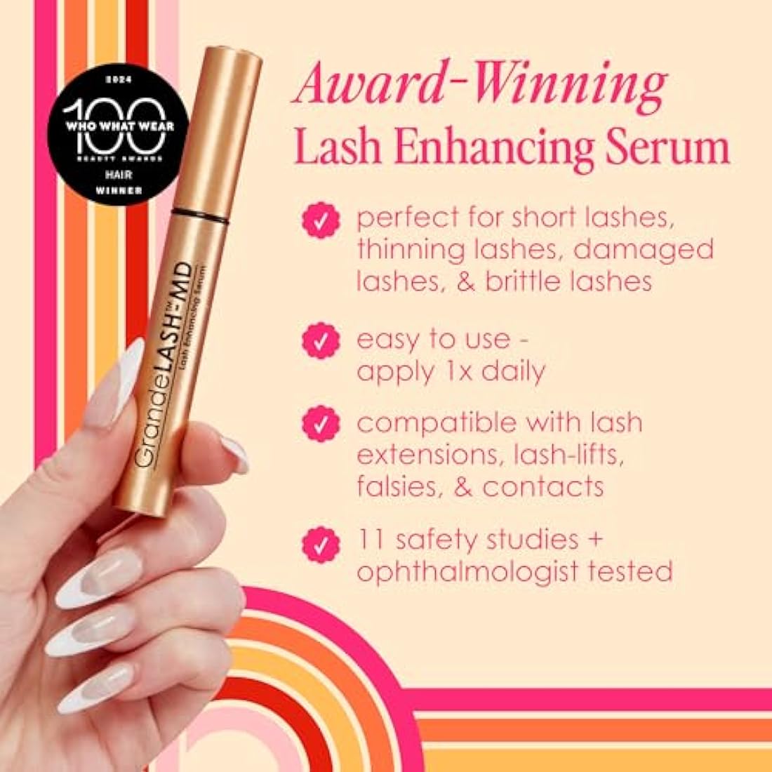 Grande Cosmetics GrandeLASH-MD Lash Enhancing Serum - Award-Winning Formula for Longer, Thicker-Looking Lashes - 2 ml