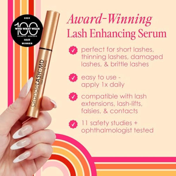 Grande Cosmetics GrandeLASH-MD Lash Enhancing Serum - Award-Winning Formula for Longer, Thicker-Looking Lashes - 2 ml
