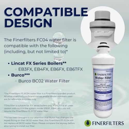 Finerfilters FC04 Water Filter Compatible with All Lincat FilterFlow FX Series Automatic Water Boilers Including EB3FX, EB4FX, EB6FX, EB6TFX, EB3FX/PB, EB3FX/TT (1 Pack)