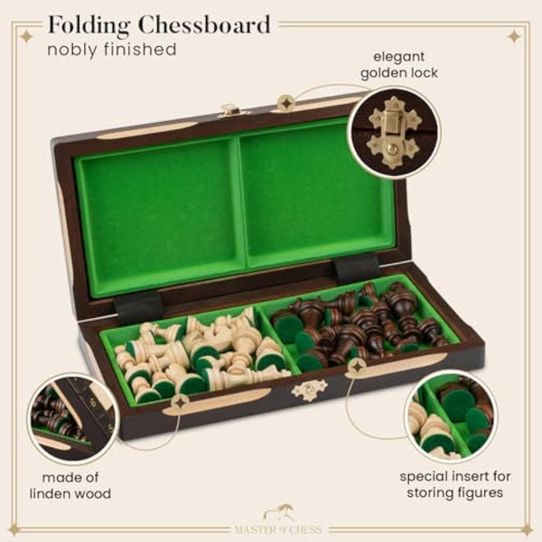 Master of Chess Tournament Wooden Chess Set with Pieces “CHAMPION” 29 cm / 11 in - Handcrafted Portable and Small Chess Board Game for Adults and Kids