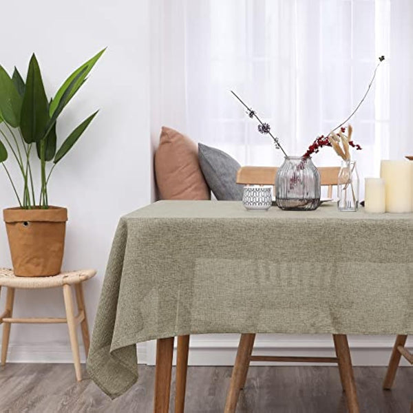 Deconovo - Waterproof Linen Effect Rectangular Tablecloth -Outdoor Table Cover for Living Room Table - 130 x 200 cm - Linen