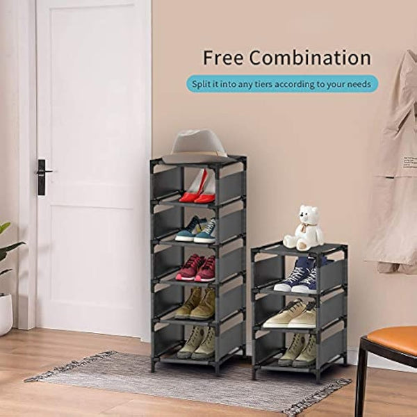 esonstyle 10 Tier Shoe Rack Metal Narrow Shoe Rack For 10 Pairs Tall Shoe Rack Space Saving Shoe Organizer for Living Room Entryway Hallway and Cloakroom