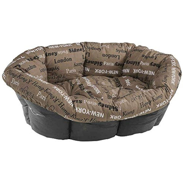 Ferplast Cushion for dog and cat bed SOFA' CUSHION 8 Padded spare cover for pet bed, Soft cotton washable, Adjustable with elastic cord, 85 x 62 x h 28,5 cm Brown