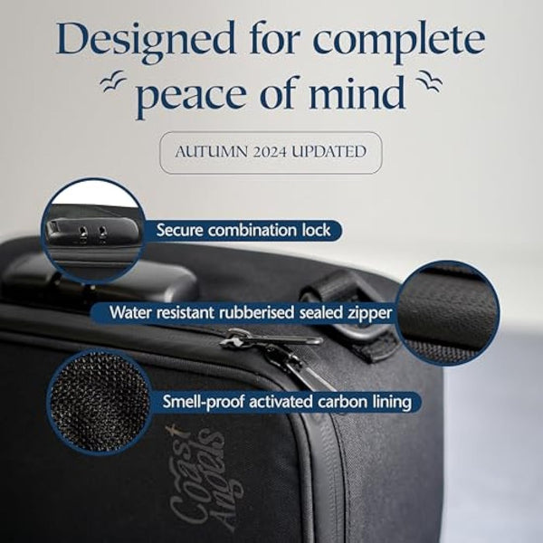 Smell Proof Bag with Combination Lock – Complete Rolling Box Set with Smell Proof Bag, Grinder, Rolling Tray and Tube – Portable Box for Outdoor, Festival, Party