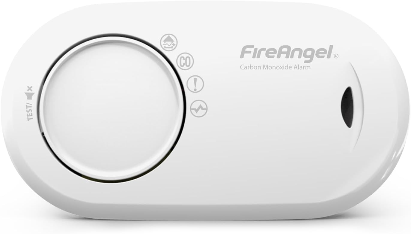 FireAngel Carbon Monoxide Detector 10-Year Life Sealed Battery - FA3820 Carbon Monoxide Alarm for Home and Holiday - Portable CO Alarm - Travel Carbon Monoxide Detector and Monitor - White