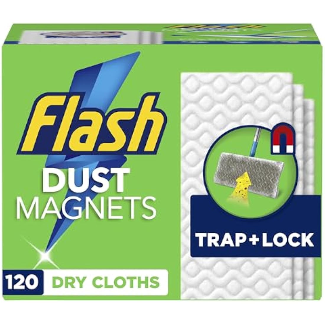 Flash Speedmop Dry Pads Refills, 120 Pads (40 x 3 Pads), Floor Cleaner, Trap & Lock Away Dust, Dirt & Hair In No Time