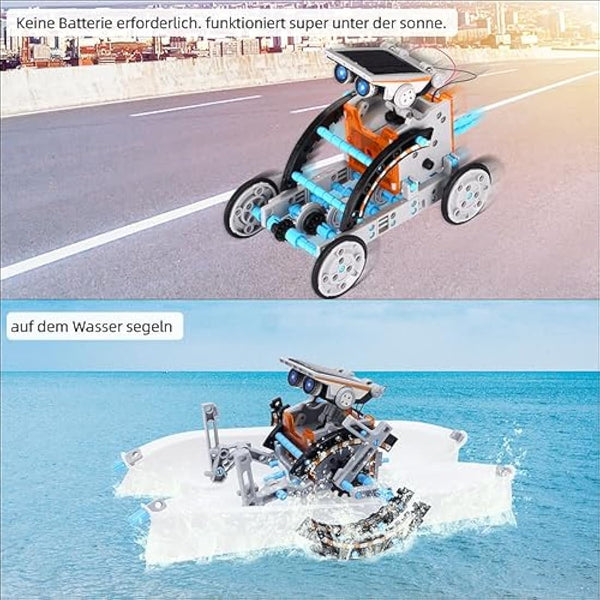 ACELIFE STEM Solar Robot Toy 12-in-1 Educational Science Kit DIY Building Toy Construction Engineering Set for Kids Age 8-12 Boys & Girls Birthday, Solar Powered Toy-Grey