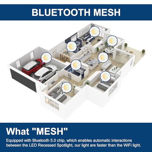 ChangM LED Downlights for Ceiling 3 inch 8WSpot Lights Ceiling with APP and Alexa Control, Bluetooth Recessed Ceiling Lights Daylight White