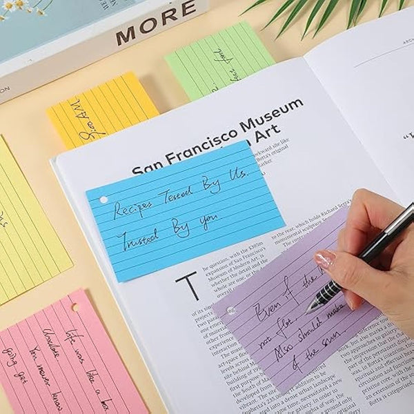 Flash Cards, 360 PCS Ruled Index Cards Revision Cards with Binder Ring Kraft Paper Notecards Lined Index Cards for Office School Home Study Record 4.9*2.9 Inch