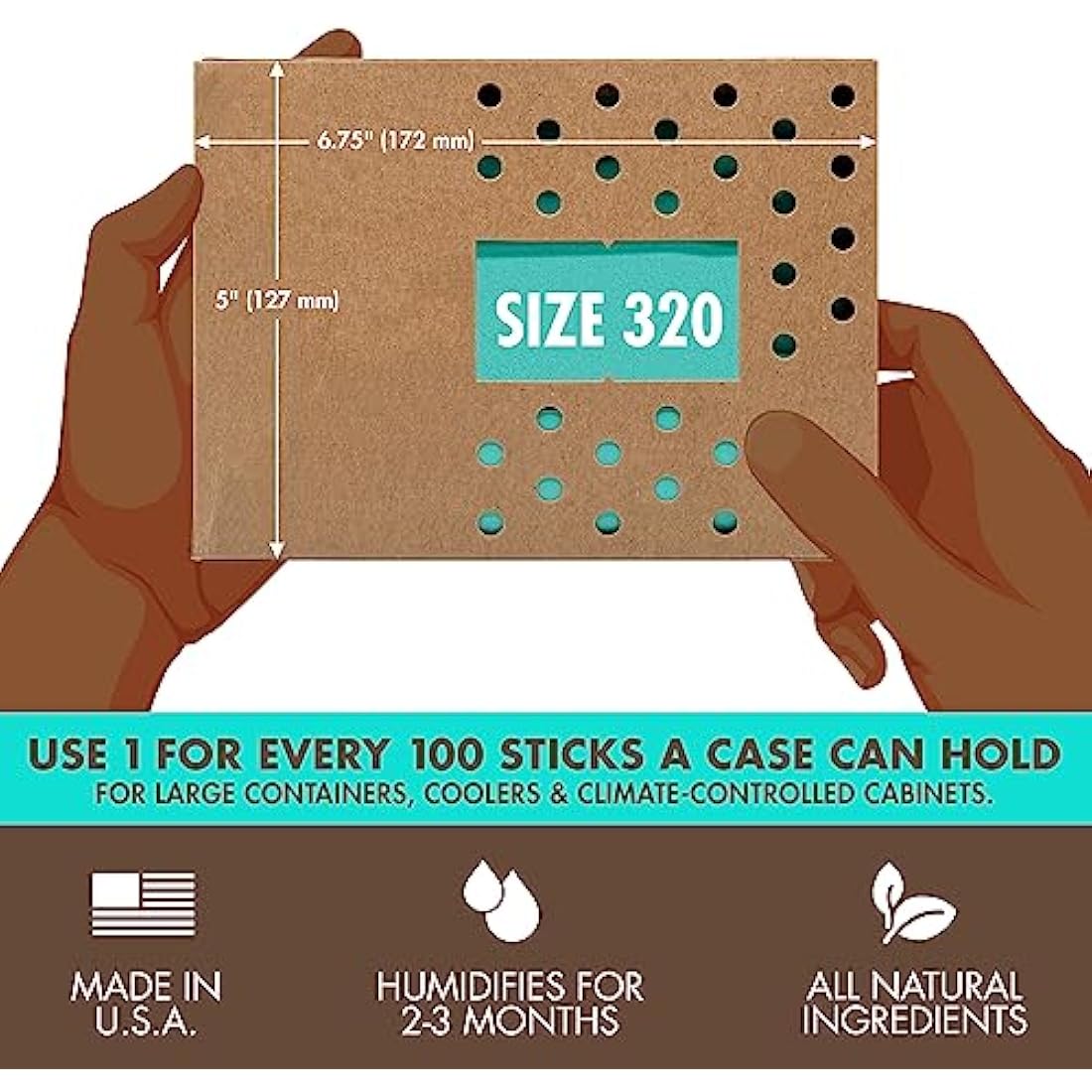 Boveda 69% Two-Way Humidity Control Pack For Large Wood Humidifier Boxes & Plastic or Electric Coolers – Size 320– Single – Moisture Absorber – Humidifier Pack – Individually Wrapped Hydration Packet