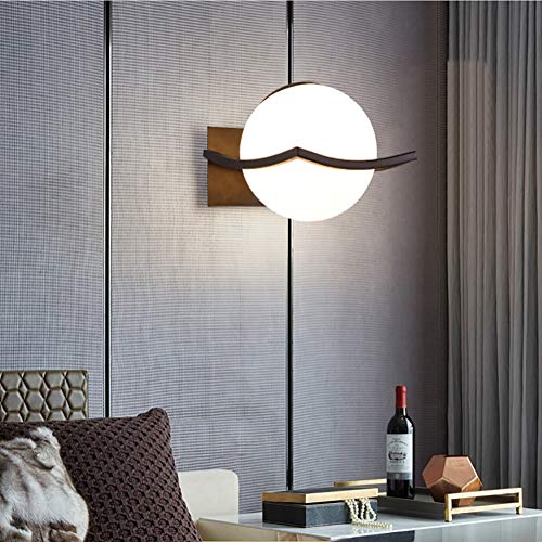 KRUIHAN LED Glass Ball Wall Lamps - Creative Glass Wall Lights for Bedroom/Bedside/Hallway/Living Room, LED Globe Wall Light(Bulb Not Included) Black