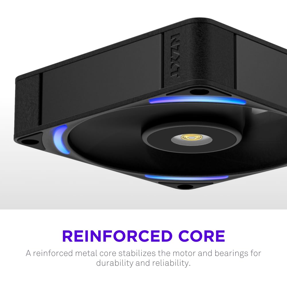 NZXT F420 RGB Core - 420mm Single-Frame Fan Unit with 3 x 140mm RGB Fans - Speed & Lighting Control - High Static Pressure & Airflow - Fluid Dynamic Bearings - 8 aRGB LEDs Per Fan - White