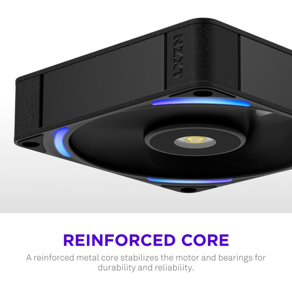 NZXT F420 RGB Core - 420mm Single-Frame Fan Unit with 3 x 140mm RGB Fans - Speed & Lighting Control - High Static Pressure & Airflow - Fluid Dynamic Bearings - 8 aRGB LEDs Per Fan - White