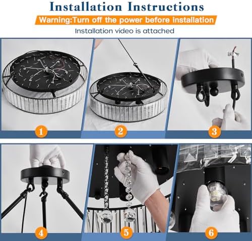 EOPSPYI 6-Lights Modern Crystal Chandelier Bronze Metal Semi Flush Mount Ceiling Light Fitting Round Ceiling Light for Dining Room Living Room Bedroom Bathroom Kitchen