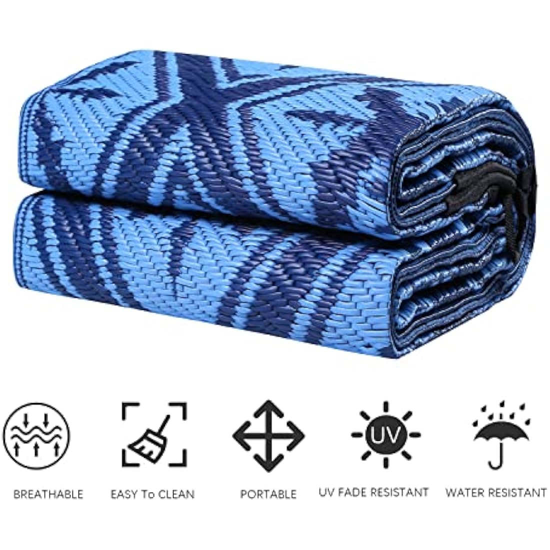 Enipate Outdoor Rugs for Garden Patios, 4x6ft Plastic Weatherproof Woven Picnic Blankets, Reversible & Easy Cleaning Deck Carpet Camping Mats