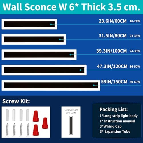 Mikeru 100cm Outdoor LED Garden Wall Light, 2pack Modern Minimalist Outdoor Long Wall Light, Warm White 3000K Hardwired IP65 Waterproof Wall Sconce for Garage, Balcony, Staircase Lighting