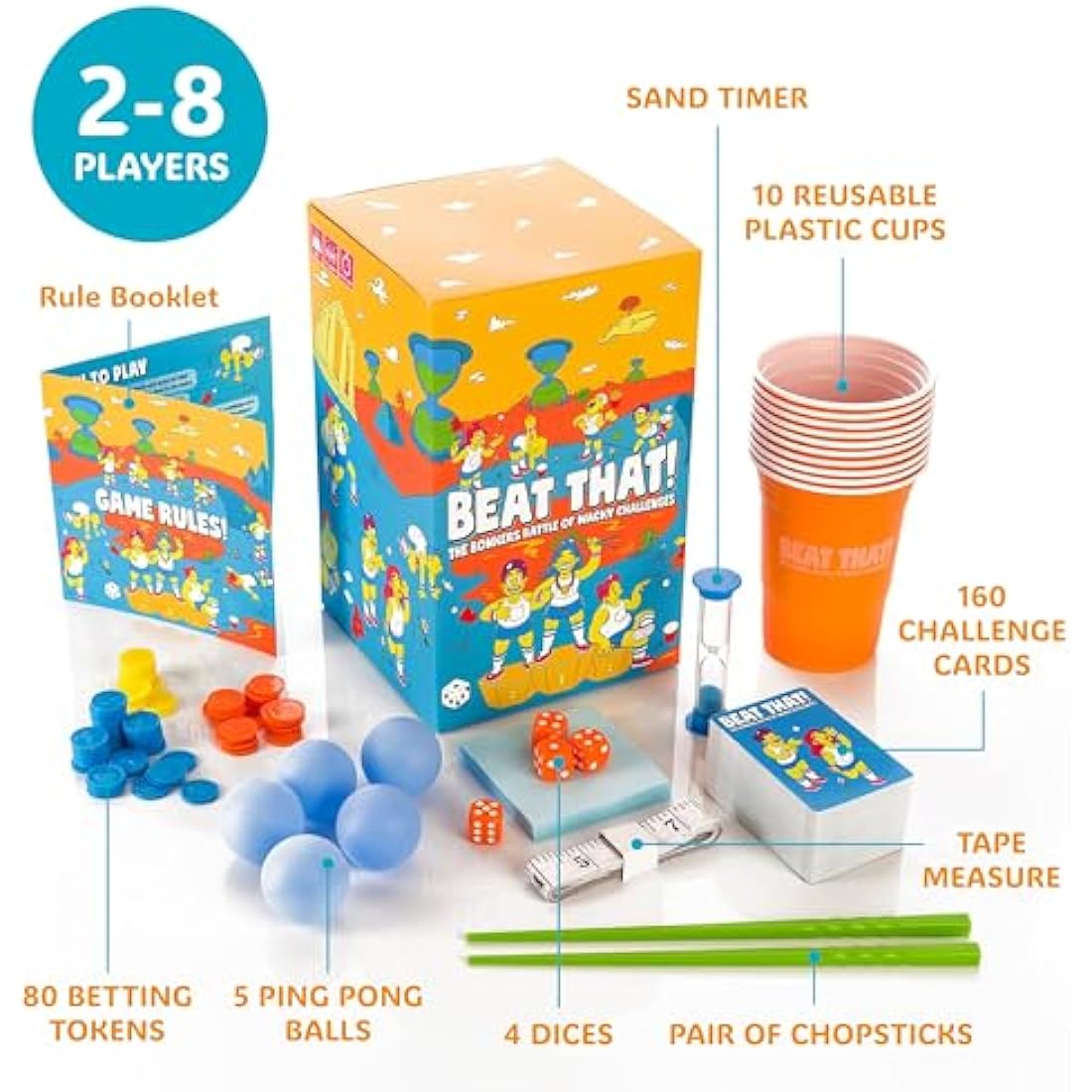 Gutter Games Beat That Game - The Bonkers Battle of Wacky Challenges - Family Games for Kids and Adults - Card and Board Game, Encourages Fun, Creativity, and Memorable Moments in Parties - Main