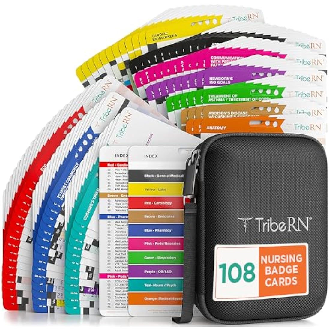 2019 PocketGuru Set by Tribe RN - 85 Scrub Pocket Sized Nurse Reference Cards - (Bonus Nursing Cheat Sheets) Perfect Nurse or Nursing Student Gifts - Studying and Clinical Rounds