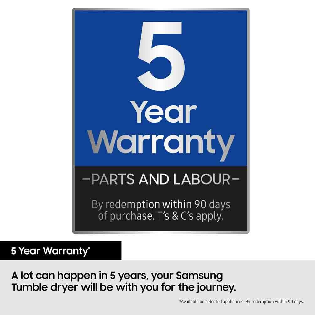 Samsung Series 5 DV80CGC0A0ABEU with OptimalDry and SmartThings, Heat Pump Tumble Dryer, 8kg