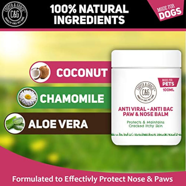 Dog Paw And Nose Balm 100ml - Instantly Soothe Cracked Itchy Skin and Paws - Anti-fungal Cruelty Free Formula - Best Grooming For Dogs