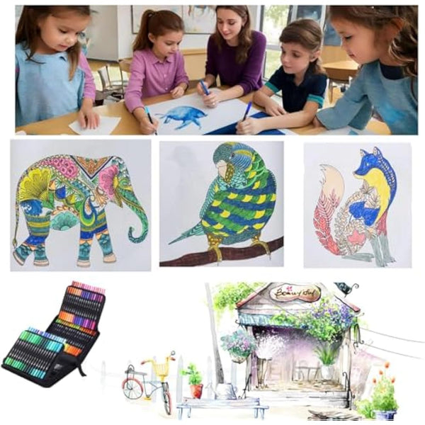 BEMAYSZ 108 Colours Dual Tip Colouring Brush Felt Tip Pens, Pens for Adult Adults and Kids Colouring Books Calligraphy Drawing Painting Sketching Highlighting