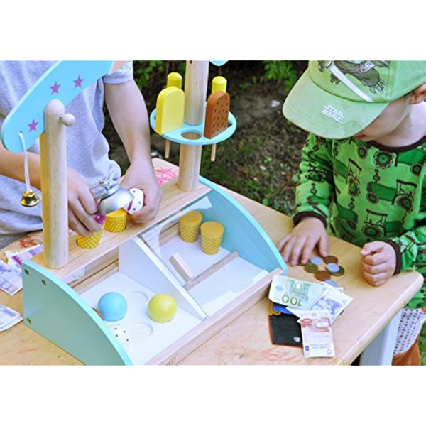 howa children's wooden ice cream parlour, children's shop, ice cream stand, ice cream toy, ice cream scoops, ice cream cones, ice cream scoop, play money 4861