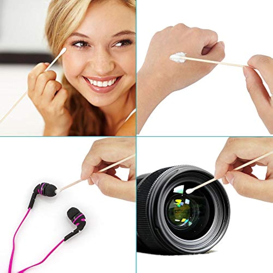 300 PCS Cotton Swabs Biodegradable Long Wood Handle Cotton Buds for Cleaning Polishing Jewelry Arts and Crafts Applying Paint Glue Epoxy Lubrication