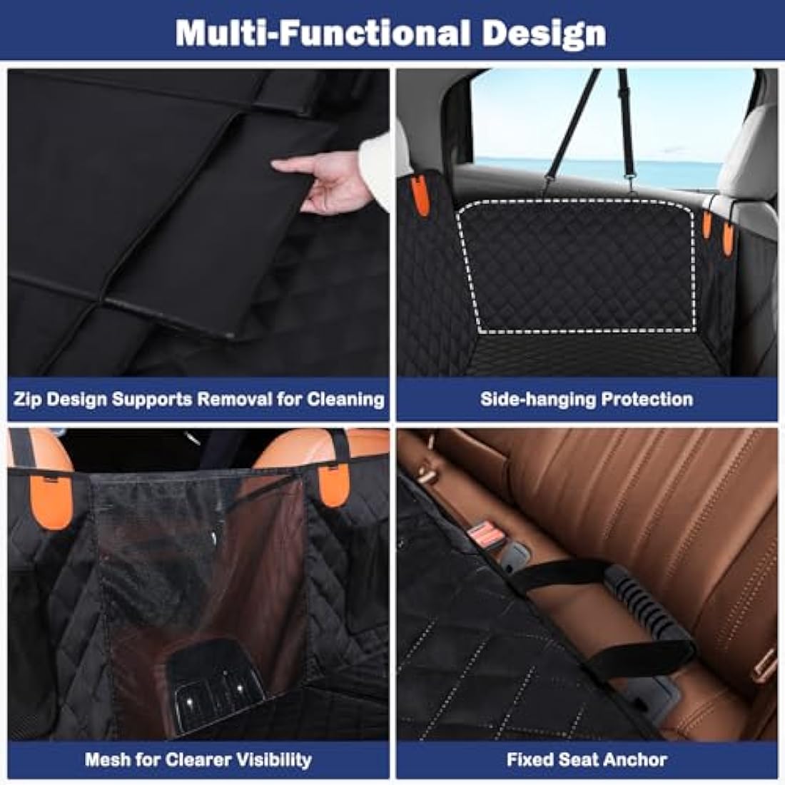 JOEJOY Back Seat Extender for Dogs - Dog Car Seat Cover for Dogs Waterproof & Foldable, Non-Slip Back Seat Cover with Hard Bottom for Cars, Trucks and SUVs, Suit for Travel Camping