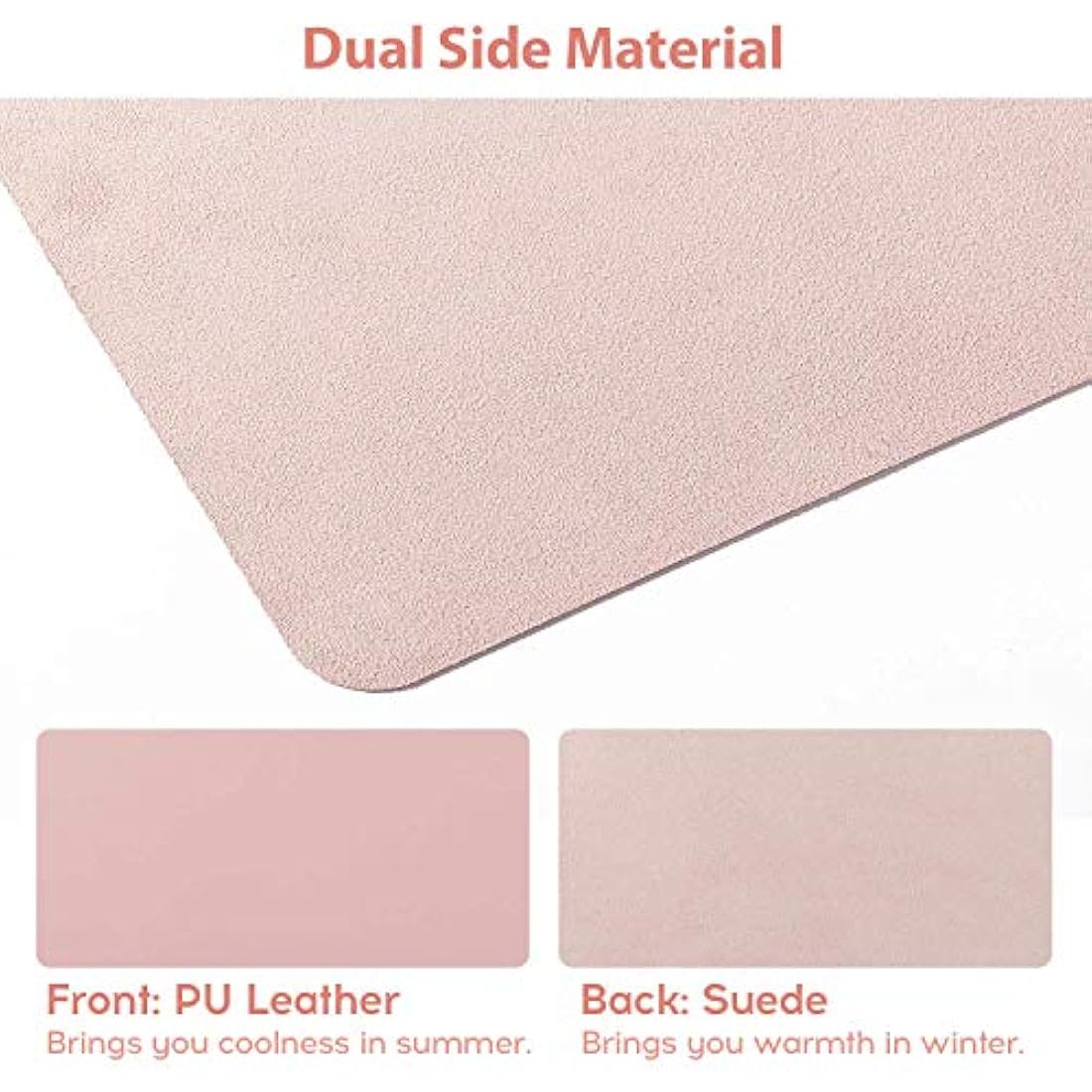 DOBAOJIA Desk Pad Large, Desk Mat, Laptop Mat, Writing Pad, Desk Blotter, Extended Mouse Mat, Large Mouse Pad for Office/Home, PU Leather Waterproof +Suede Non-Slip 27.5" X 13.8" (Pink)
