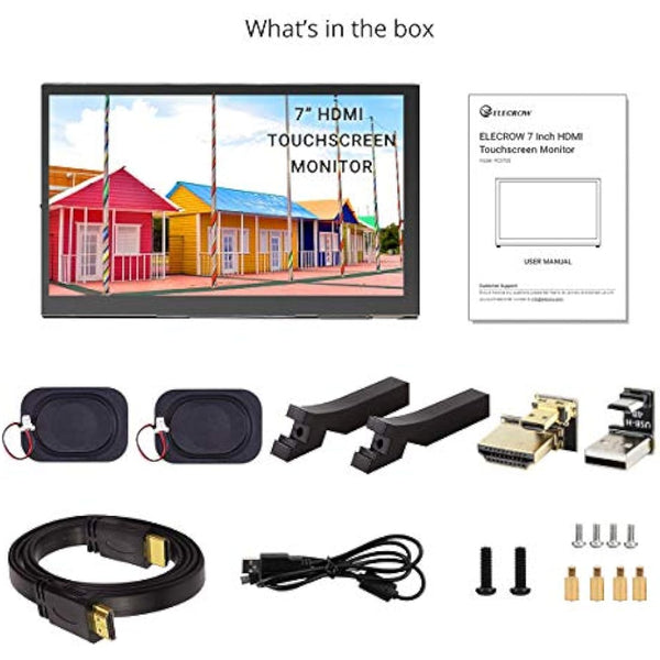 ELECROW Raspberry Pi Screen, 7 inches Touch Screen Monitor 1024x600 Portable Monitor for Raspberry Pi, PC, Game Consoles, BB Black, Banana Pi, Jetson Nano