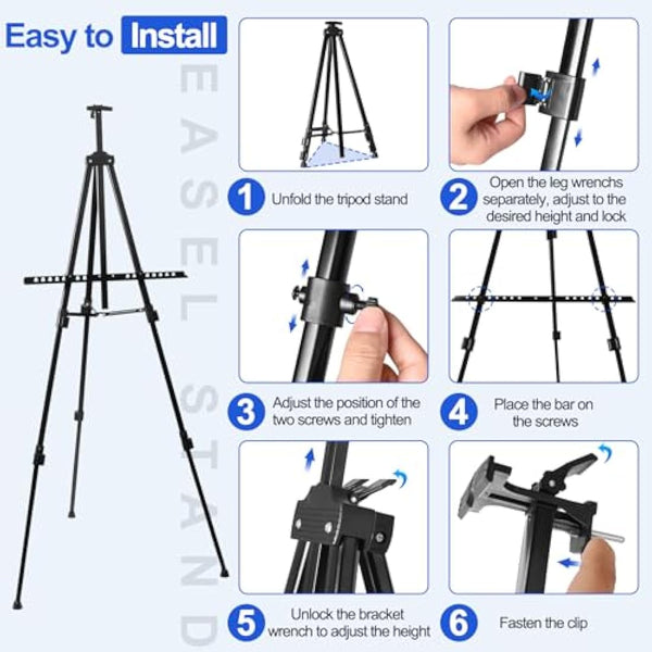 FUDESY Artist Easel Stand, Adjustable Art Tripod for Painting, 58cm to 182cm Tabletop and Floor Painting Display Adult Easel Stand, Aluminum Drawing Stand with Portable Bag