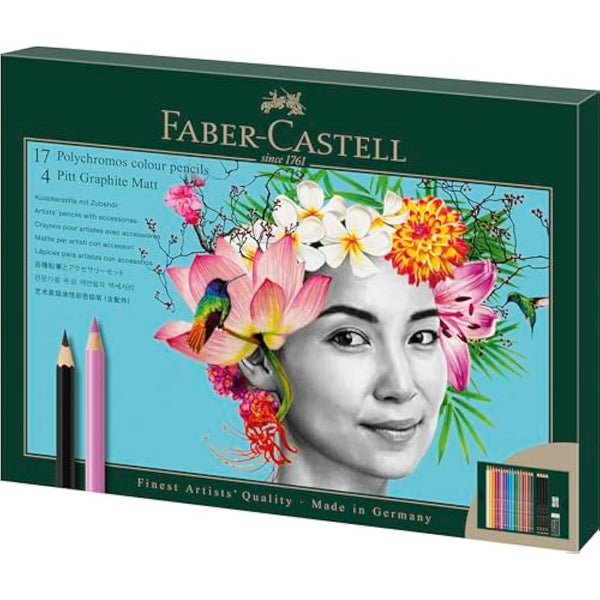 Faber-Castell Art & Graphic Polychromos Colour Pencil, Gift Set, Mixed Media Multicoloured, Polychromos Gift Set, For Art, Craft, Drawing, Sketching, Home, School, University, Colouring