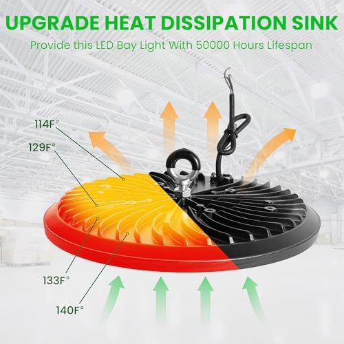 4 Pack 150W UFO LED High Bay Light 22500LM, 6000K Super Bright Workshop Lighting, IP65 Waterproof LED Garage Industrial Lights, Commercial Bay Lighting for Workshop, Warehouse, Garage, Factory