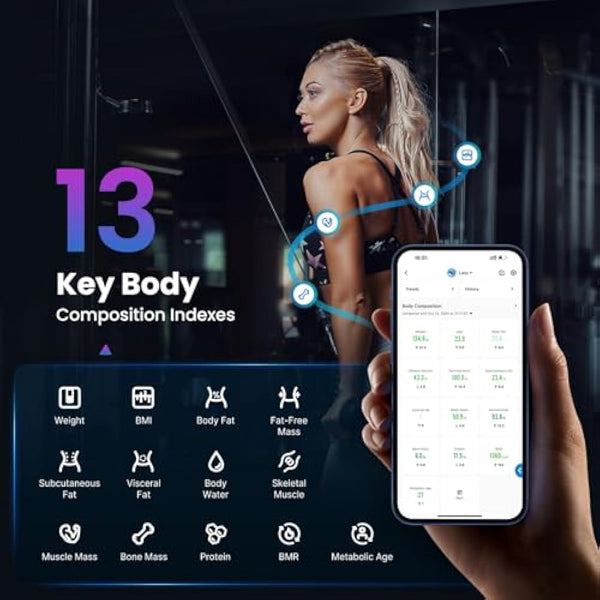 RENPHO Weighing Scales for Body Weight, Smart Bathroom Scales with High Precision Sensors, Weight Scale with App 13 Body Composition Analyzer Track Monitor for BMI, Muscle Mass, Elis 1