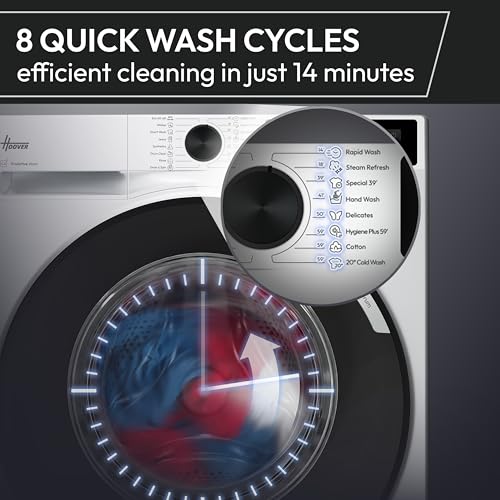 Hoover H-WASH 350 9kg Freestanding Washing Machine, 1400 RPM, A Rated, ECO-Power Inverter Motor, hOn App, 60 Programmes, Eco Doser, Power Care System, Graphite, 60x54x85 cm - H3WPS496TAMBR680