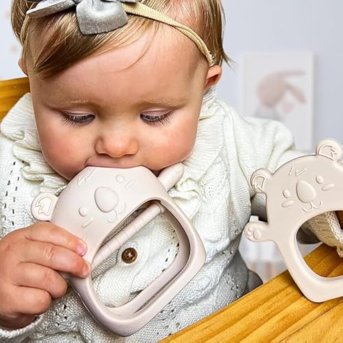 Infatot® Teething Toys for Baby Gifts – 2-Pack Koda Koala Teether Mitten Glove, Soothing Hand Teethers for Infants, Baby Toys 0-6 Months and Up, Newborn Essentials for Teething Relief, Cream