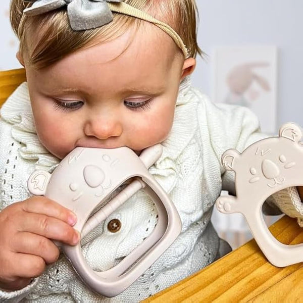 Infatot® Teething Toys for Baby Gifts – 2-Pack Koda Koala Teether Mitten Glove, Soothing Hand Teethers for Infants, Baby Toys 0-6 Months and Up, Newborn Essentials for Teething Relief, Cream