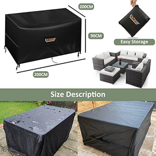 Enzeno Cube Garden Furniture Covers Waterproof with Air Vent, 200X200cm, Oxford Fabric Outdoor Patio Table Covers, Garden Square Chair and Table Rattan Sofa Cover for outside…