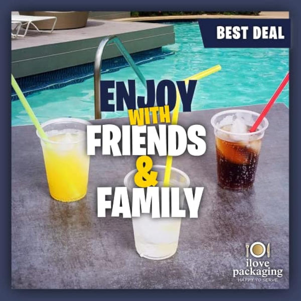 ilovepackaging 500x Plastic Disposable Drink Cups for Water Coolers Camping Travel Parties and Events (500 x 7 Ounce/180 Millilitre Cups) (500 Pack)