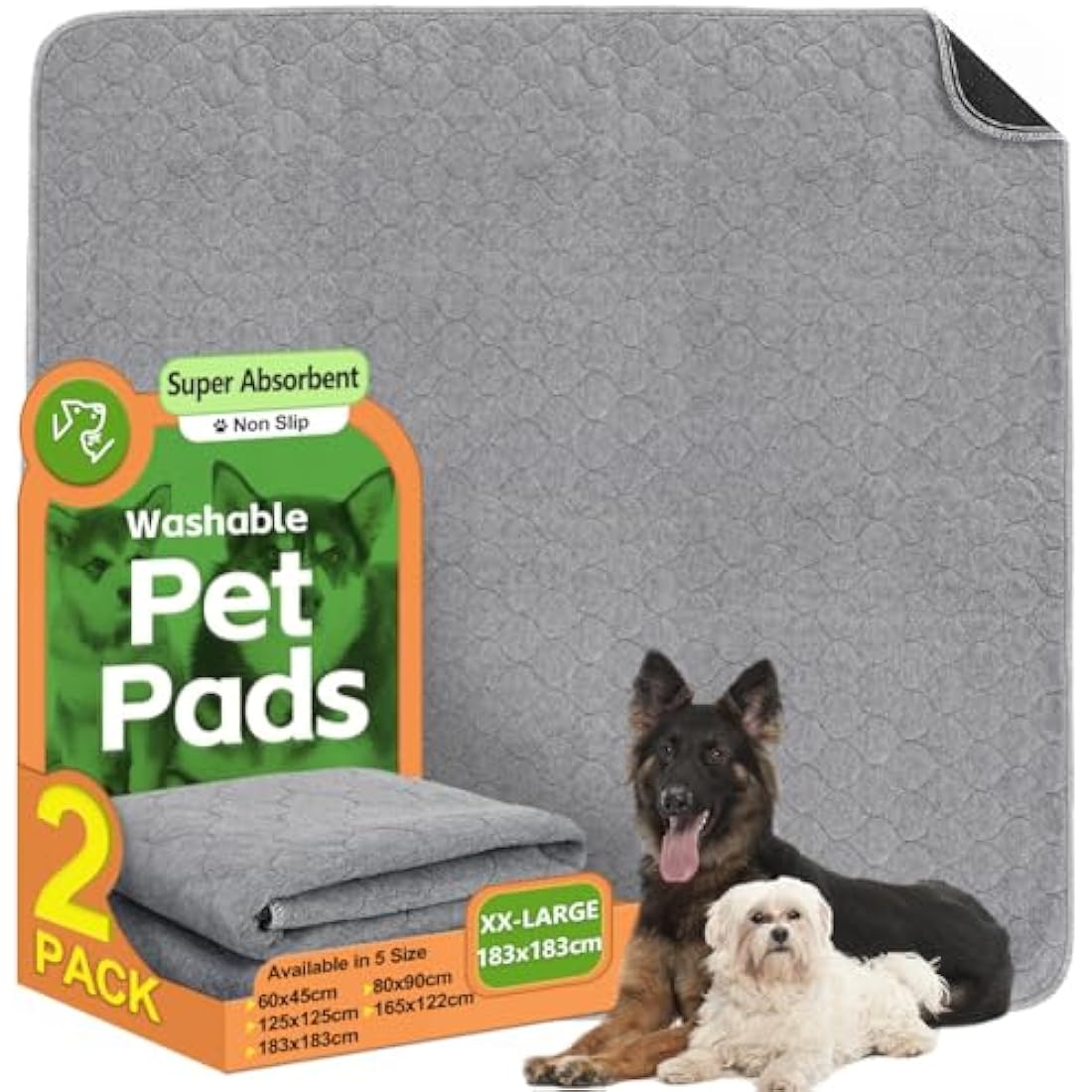 Reusable Dog Training Pads 183x183cm - 2 Pack Washable Dog Pee Pads Super Absorbent Waterproof Dog Mat Pee Pads for Dogs, Fast Drying Training Pads for Home