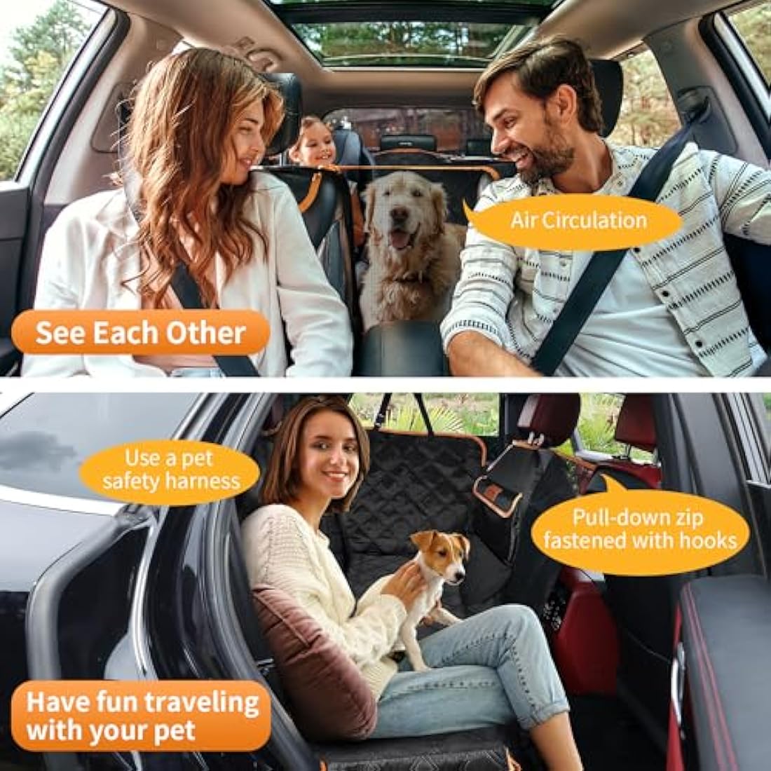 KYG Dog Car Seat Cover Luxury Scratchproof Nonslip Waterproof Dog Hammock for Car with Visual Window Side Flaps Storage Bags Car Seat Cover Rear Fits for Cars/Trucks/SUV XL-size 135 * 175cm