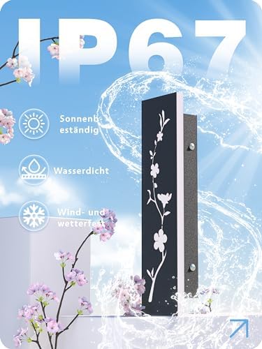 Led Long Wall Light Black 100cm Outdoor Wall Light 32W IP67 Waterproof Villa Wall Lamp 3000K Peach Blossom Design Long Wall Lights Outdoor Walls Gardens Porch Stairs Terraces Lighting