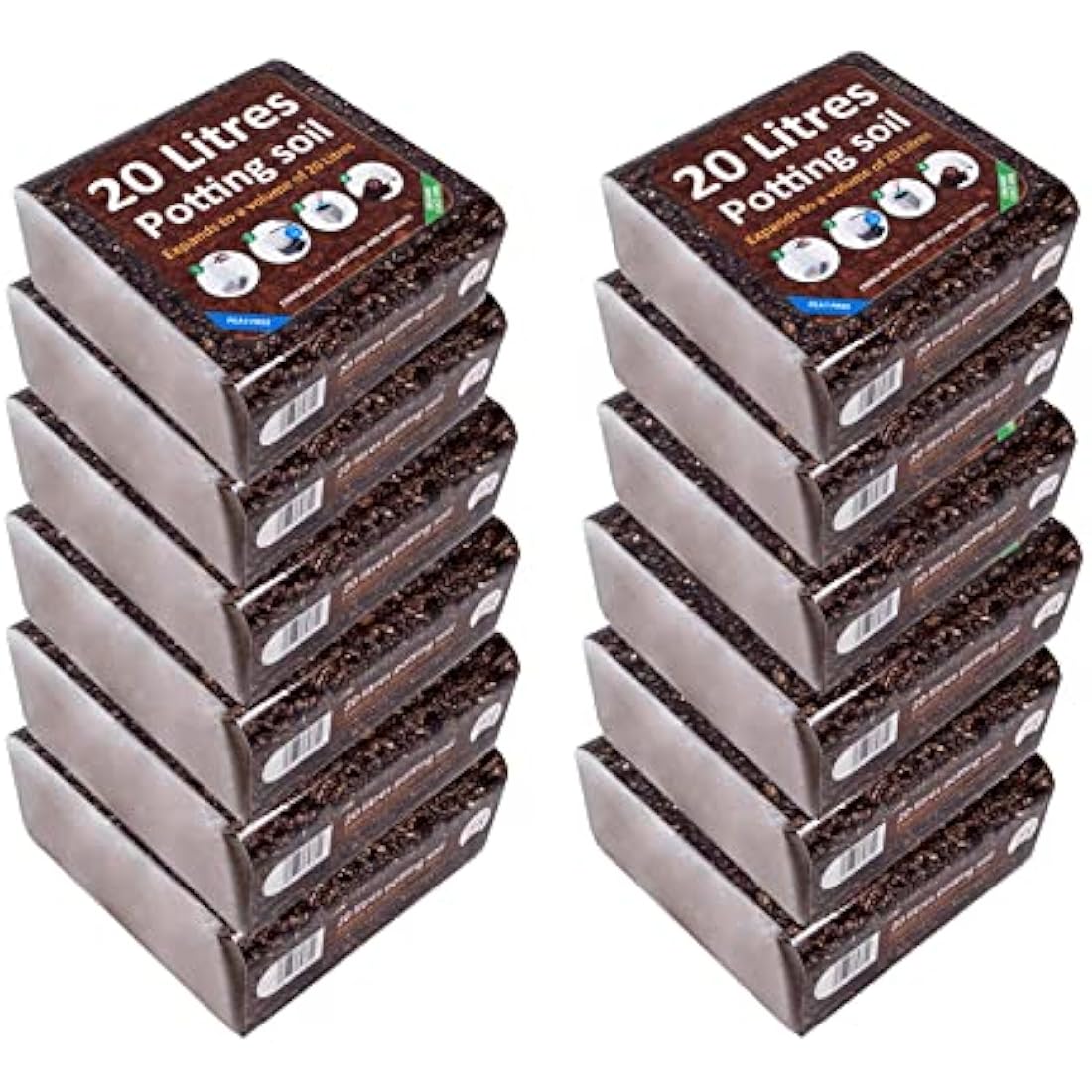 GreenBrokers 12 Packs of 20 Ltr Organic Potting Compost | Peat-Free & Nutrient-Enriched | Expands to 20 Liters | For Indoor & Outdoor Plants | Enhanced with Plant Food