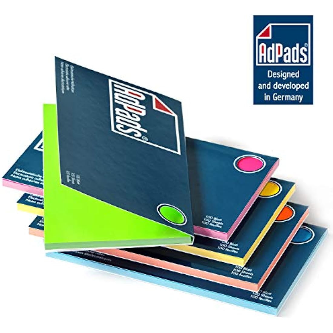 AdPads® Electrostatic Self-Adhesive Presentation Cards, 175 x 100 mm, 500 Sheets, Colourful, Large Static Sticky Notes, Movable and Slidable on Any Surface