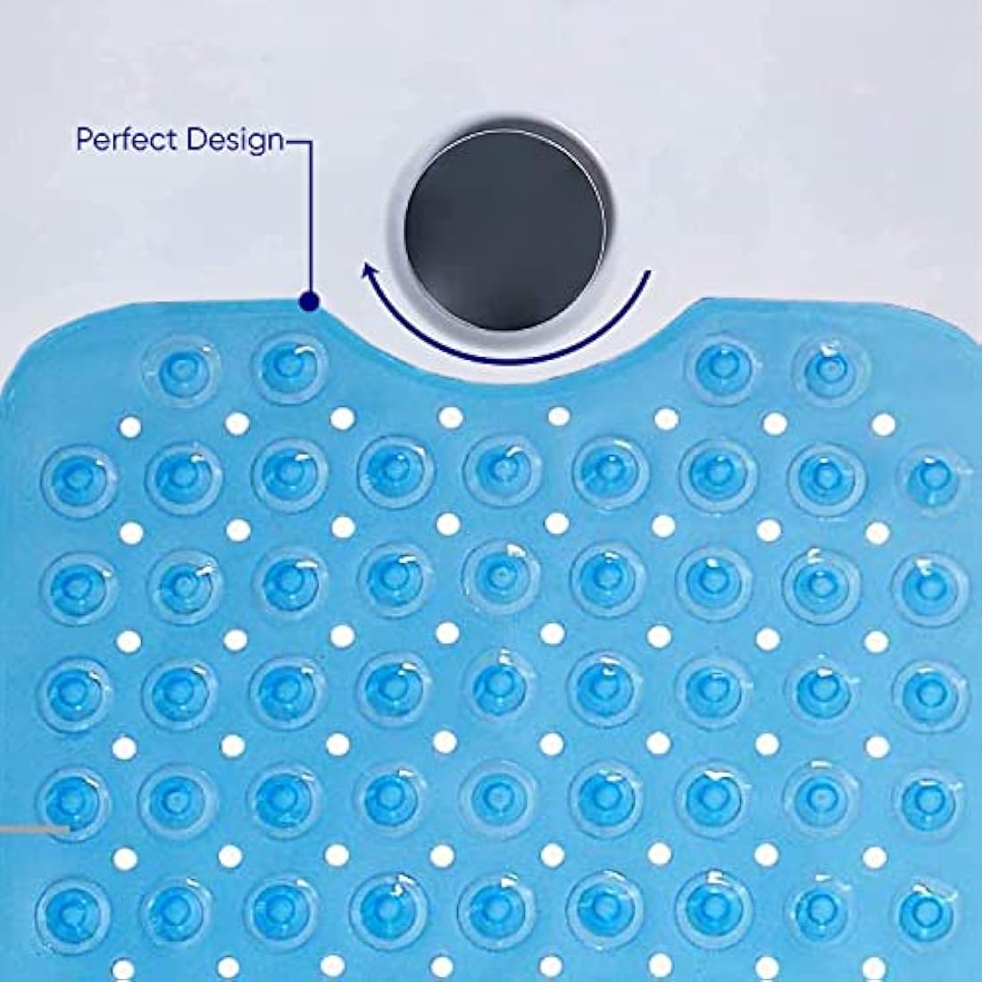 MOONLIGHT20015 Shower Bath Mat Non Slip Anti Mould & Mildew with Strong Suction Cups Grip and Drain Holes Soft Rubber Shower Mats - PVC Bathroom Mat Machine Washable (100x40cm, Blue)