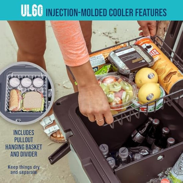 ENGEL Ultra-Light 56.8 L Cooler Box - Injection Molded Cool Box Large Enough for 80 Cans, Keeps Ice up to 7 Days, Camping Cooler Suitable for Picnics, Festivals, Beach & Travel, 75 x 45.7 x 43.2 CM